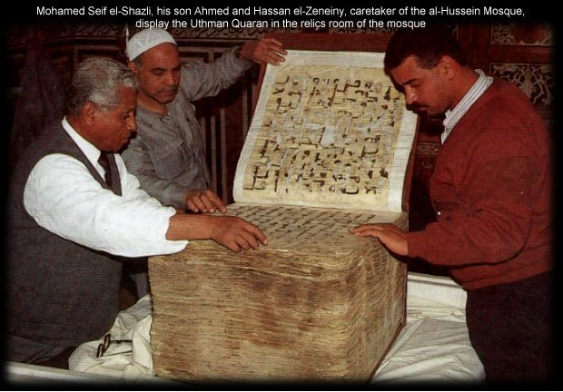 Restauration des ersten Koran aus der Al-Hussein Moschee, Kairo, Ägypten